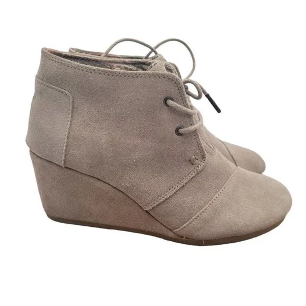 Toms Wedge Ankle Boots Womens Chukka Desert Tan Suede Booties - 8